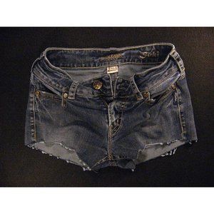 Silver Suki Womans CUTOFF JEAN SHORTS W 26 Blue Denim Hot Pants Daisy Duke Low R